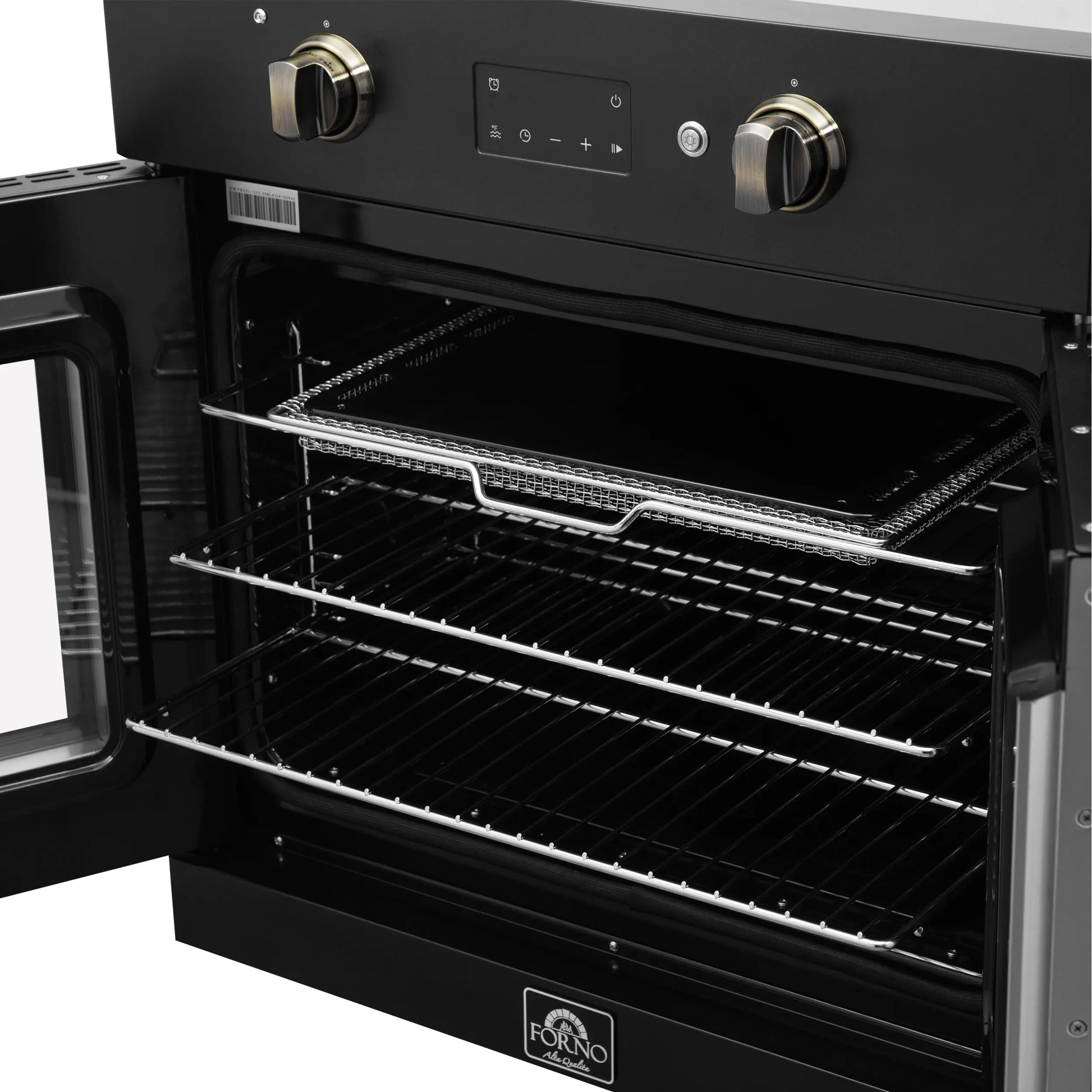 FORNO 2-Piece Kitchen Bundle - 30" Black Single Wall Oven (1333-30), 30" Black Microwave (3093-30) FORNO