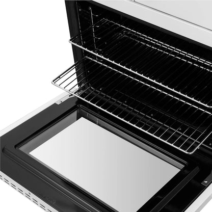 Forno Asti 30-Inch Double Electric Wall Oven with Upper French Doors in White & Antique Brass, 7.36 cu. ft. FORNO