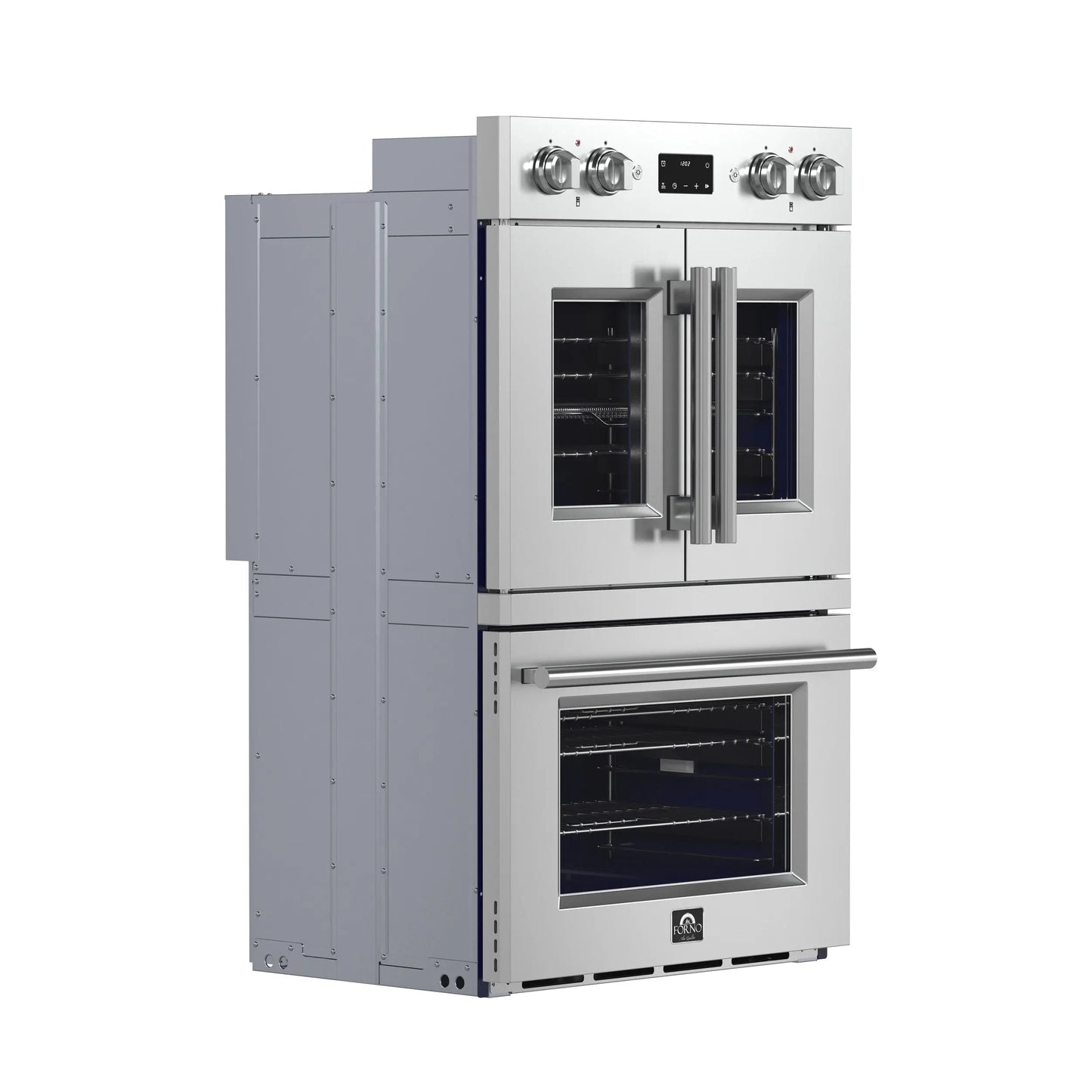 Forno Gallico 30-Inch Electric French Door Double Oven, Stainless Steel, Convection Cooking, Touch Control Panel, Self-Cleaning Function FORNO
