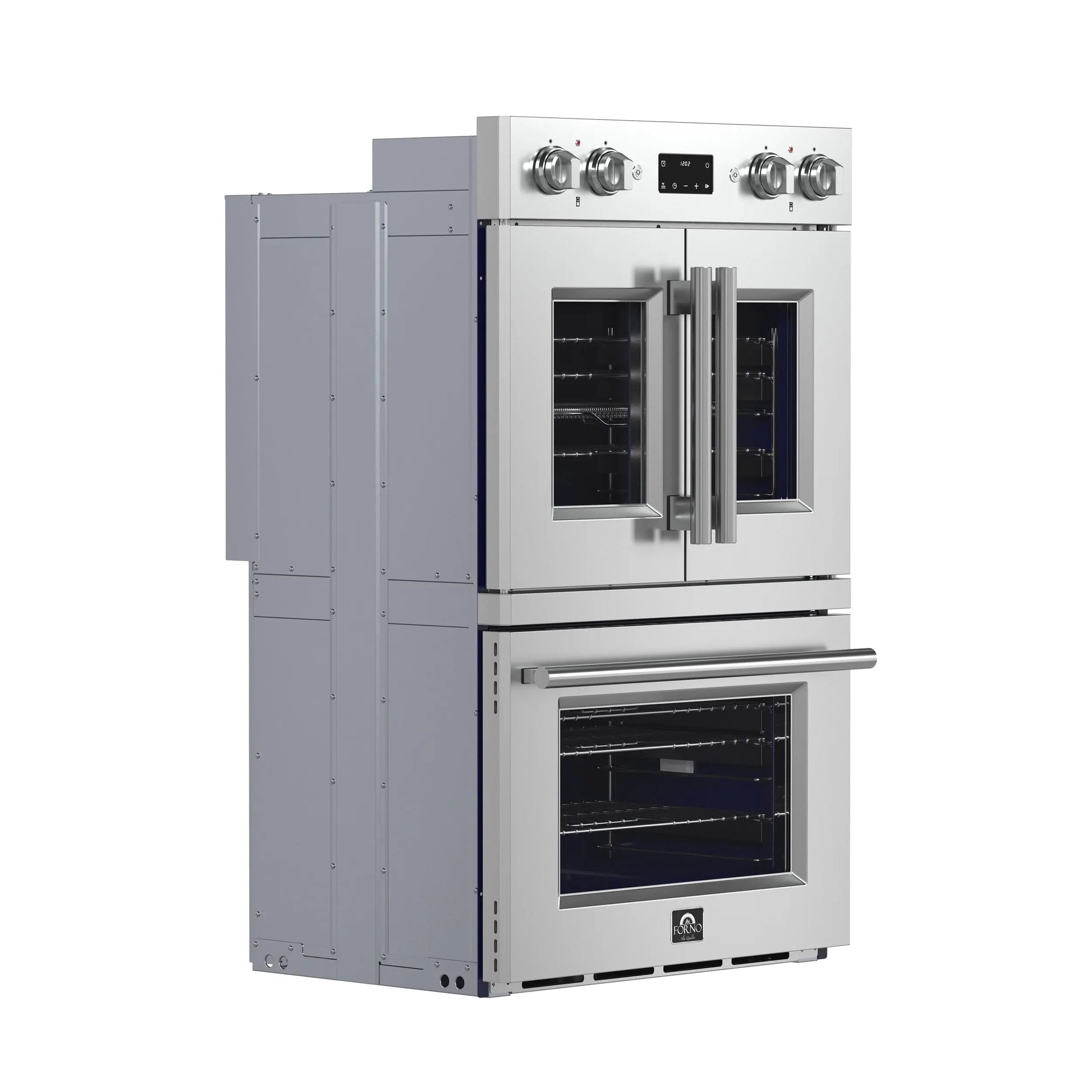 Forno Gallico 30-Inch Electric French Door Double Oven, Stainless Steel, Convection Cooking, Touch Control Panel, Self-Cleaning Function FORNO