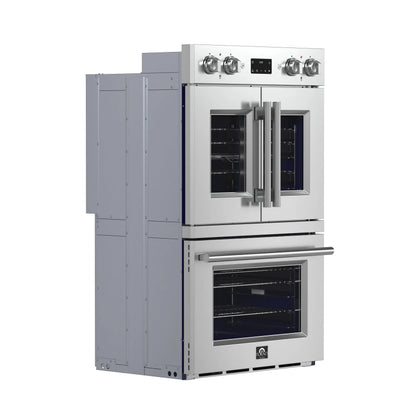 Forno Gallico 30-Inch Electric French Door Double Oven, Stainless Steel, Convection Cooking, Touch Control Panel, Self-Cleaning Function FORNO