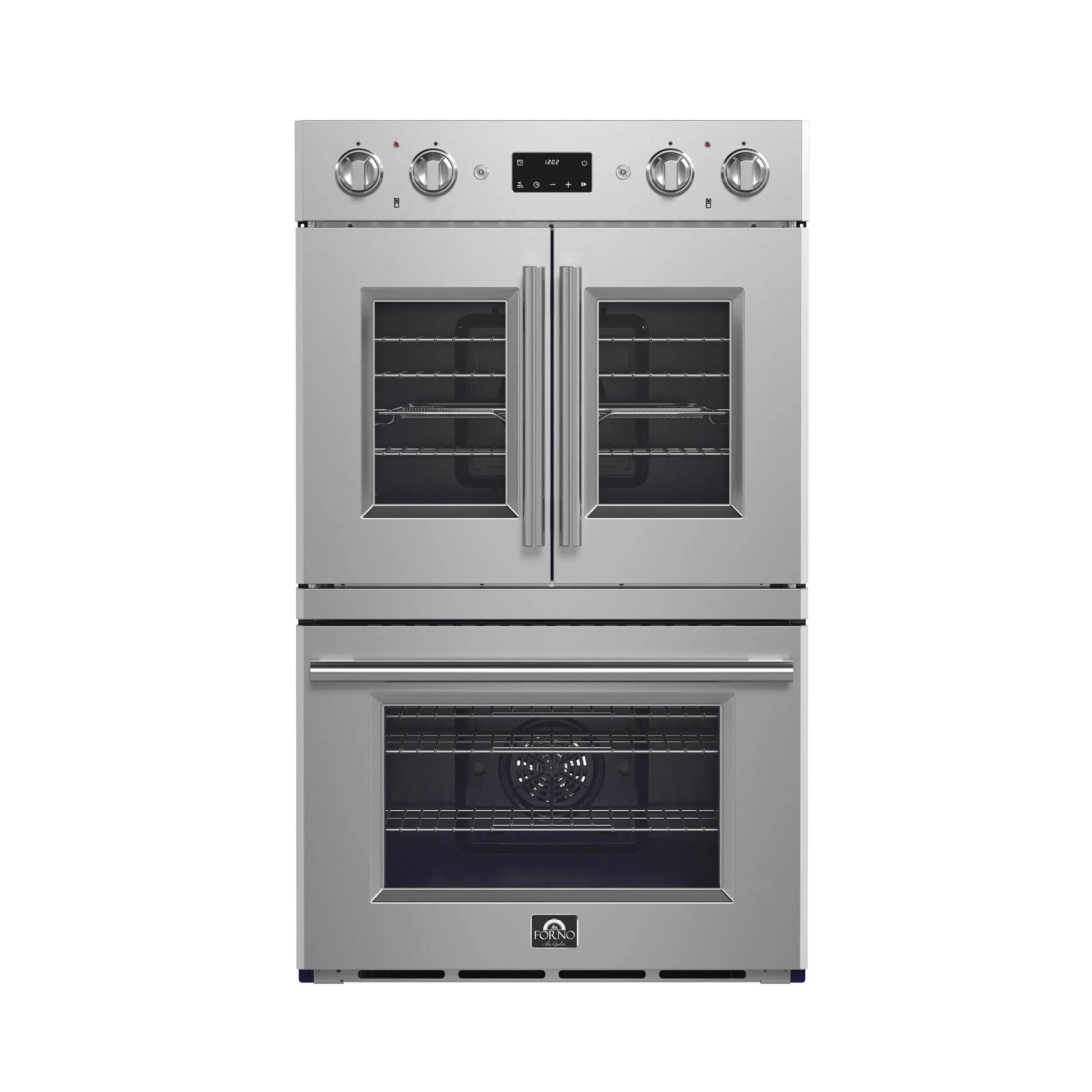 Forno Gallico 30-Inch Electric French Door Double Oven, Stainless Steel, Convection Cooking, Touch Control Panel, Self-Cleaning Function FORNO