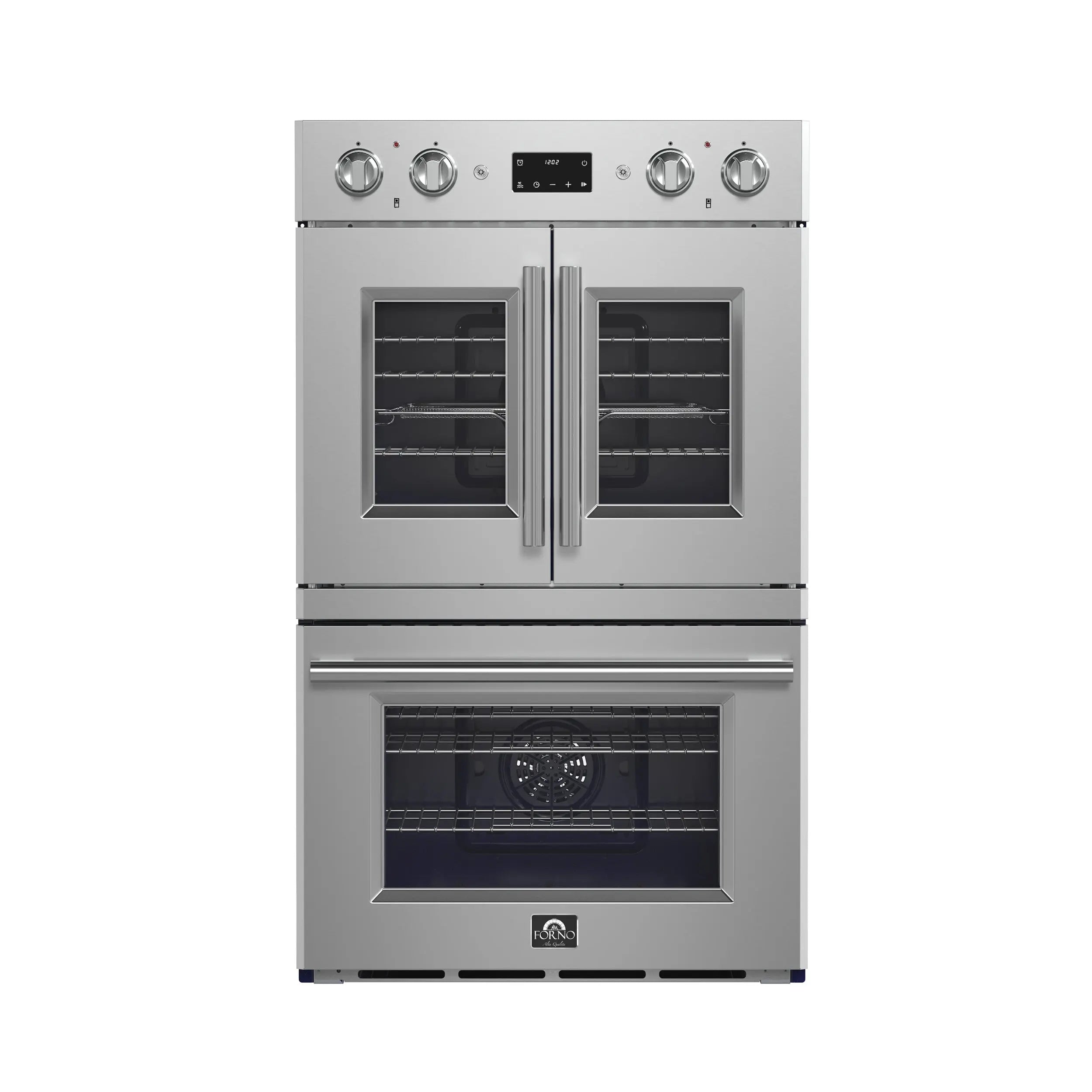 Forno Gallico 30-Inch Electric French Door Double Oven, Stainless Steel, Convection Cooking, Touch Control Panel, Self-Cleaning Function FORNO