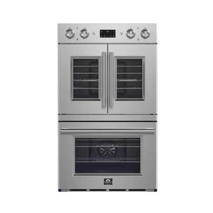Forno Gallico 30-Inch Electric French Door Double Oven, Stainless Steel, Convection Cooking, Touch Control Panel, Self-Cleaning Function FORNO