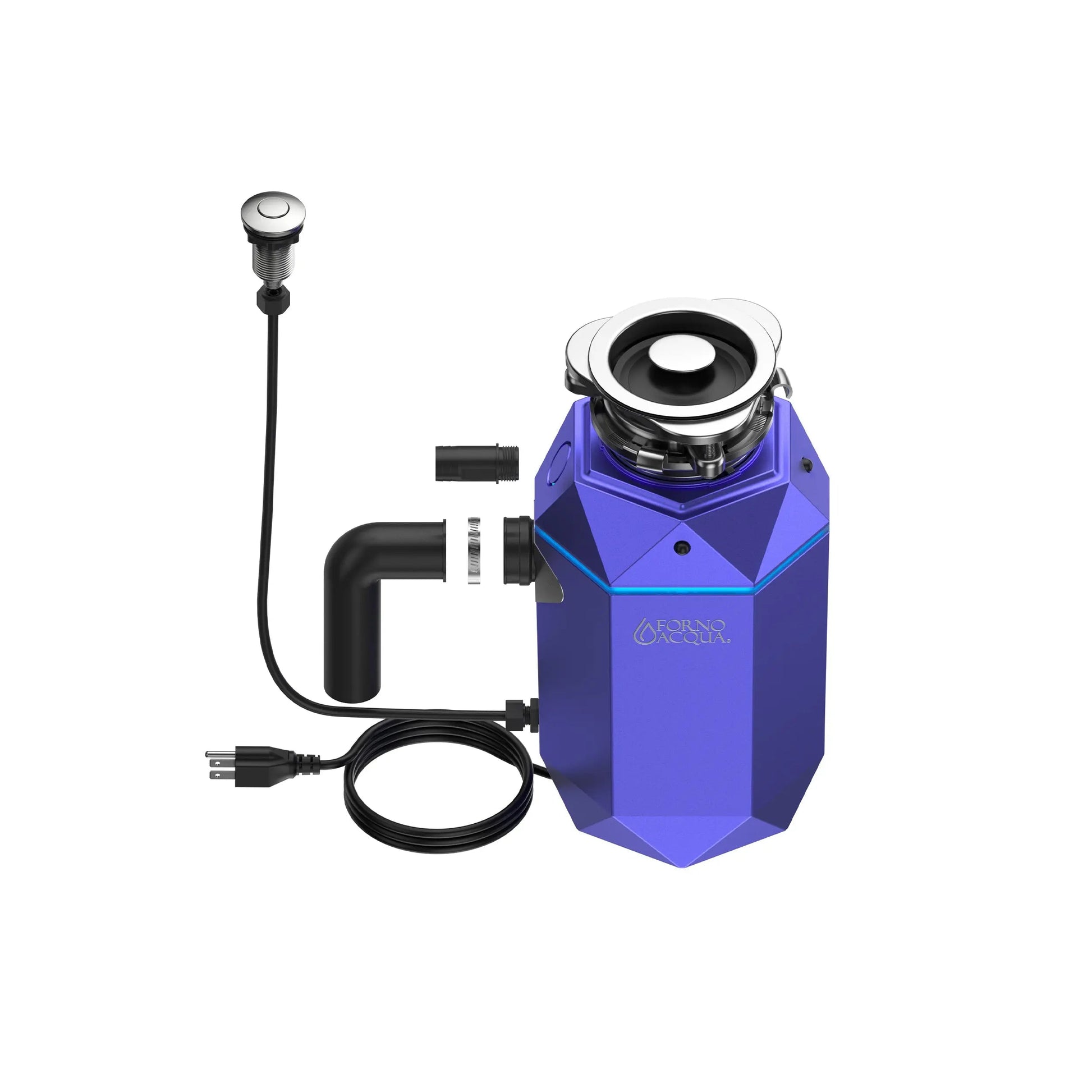 FORNO ACQUA BrightDIAMOND Amethyst 3/4HP Super Quiet Garbage Disposal Corded with Motion Sensor Cabinet Light & Pre-Wired Air Switch FORNO ACQUA