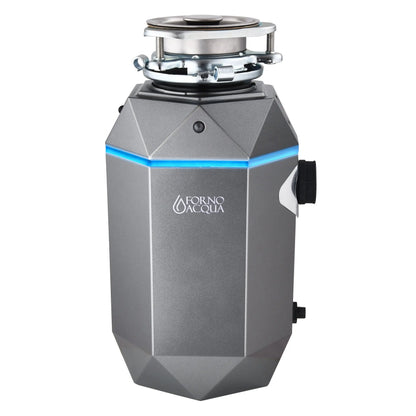 FORNO ACQUA BrightDIAMOND Black Onyx 3/4HP Super Quiet Garbage Disposal Corded with Motion Sensor Cabinet Light & Pre-Wired Air Switch FORNO ACQUA