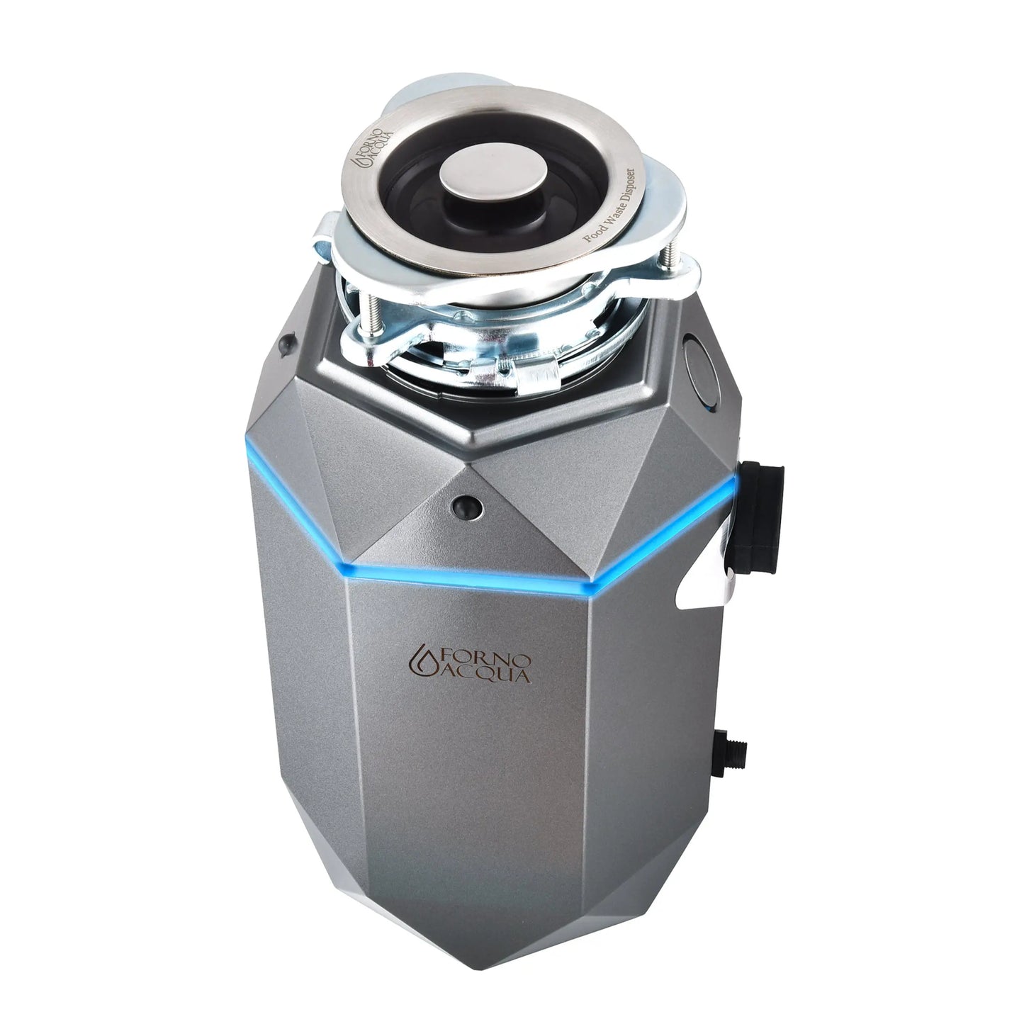 FORNO ACQUA BrightDIAMOND Black Onyx 3/4HP Super Quiet Garbage Disposal Corded with Motion Sensor Cabinet Light & Pre-Wired Air Switch FORNO ACQUA
