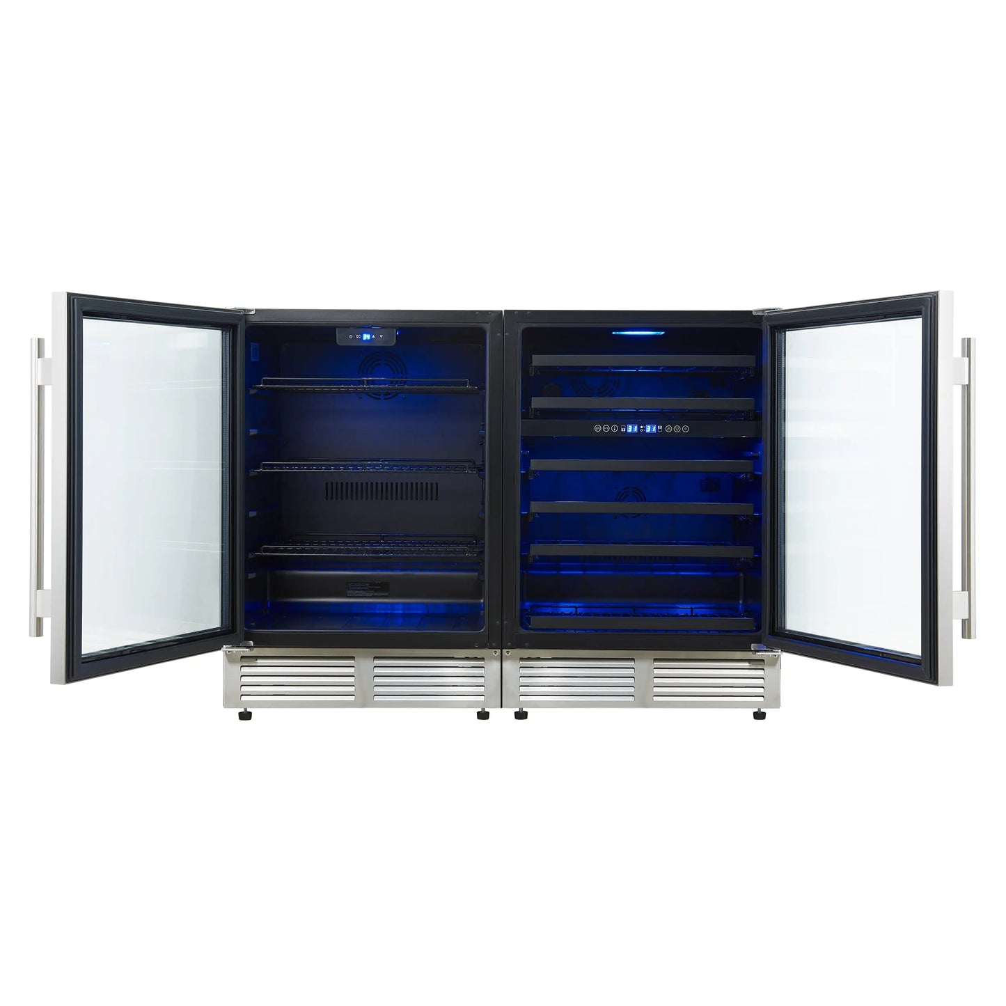Gemello 48 Inch Side-by-Side Wine and Beverage Cooler in Stainless Steel, French Door, 9.6 cu. ft. FORNO