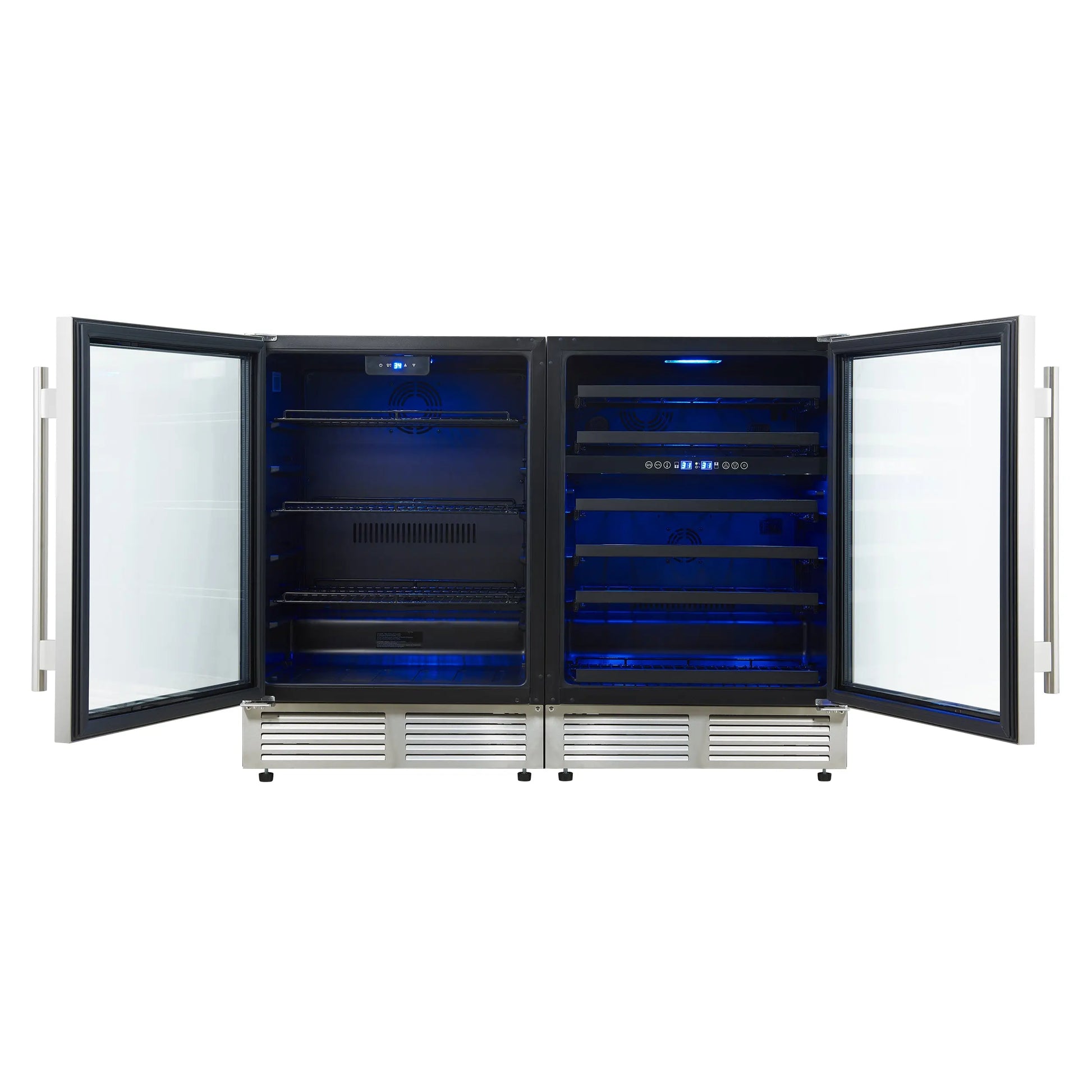 Gemello 48 Inch Side-by-Side Wine and Beverage Cooler in Stainless Steel, French Door, 9.6 cu. ft. FORNO