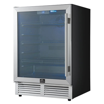 Forno Frescolino 24 Inch Beverage Cooler, Stainless Steel, with LED Lighting, Triple Glass Door, 188 Can Capacity, Built-In or Freestanding FORNO