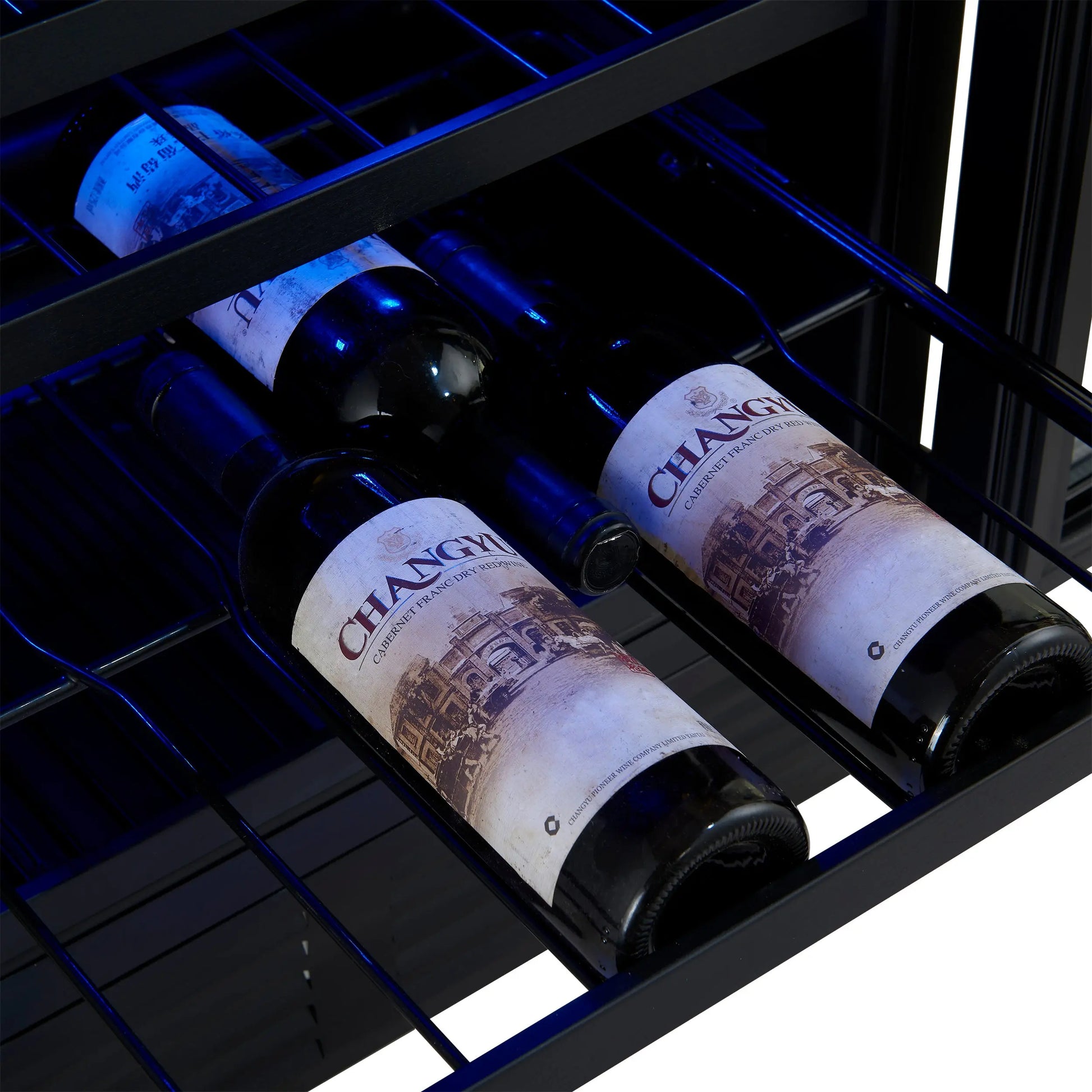 Gemello 48 Inch Side-by-Side Wine and Beverage Cooler in Black with Antique Brass Handles, French Door, 9.6 cu. ft. FORNO