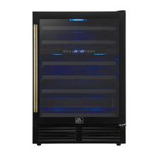 Forno Bacchino 24 Inch Wine Cooler, Black with Antique Brass Handles, with LED Lighting, Triple Glass Door, 51 Bottle Capacity, Built-In FORNO