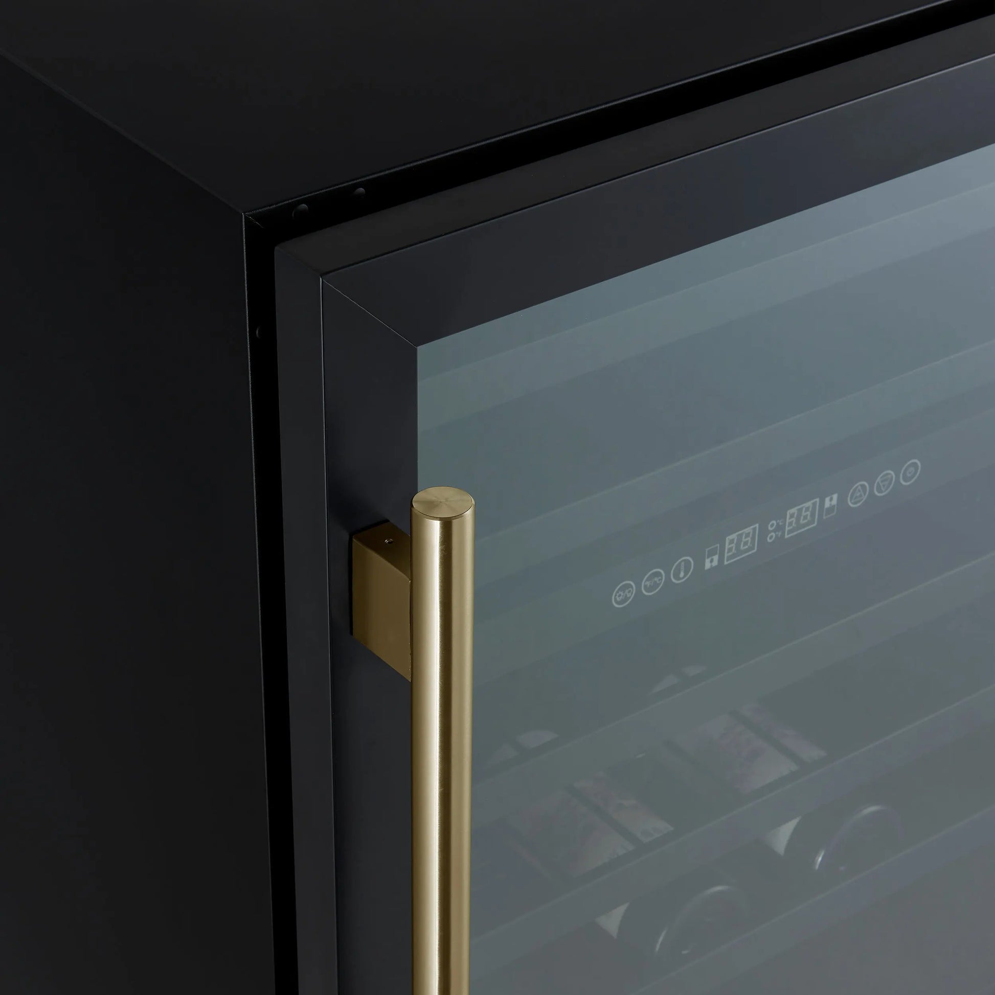 Forno Bacchino 24 Inch Wine Cooler, Black with Antique Brass Handles, with LED Lighting, Triple Glass Door, 51 Bottle Capacity, Built-In FORNO