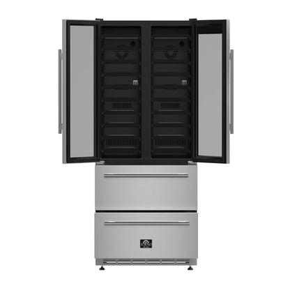 Forno Campania 32-Inch Wine Cooler, Stainless Steel, Dual Wine Zones, Two Beverage Drawers, 17.7 cu.ft FORNO