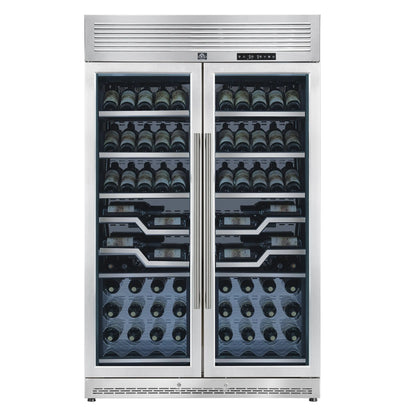 FORNO Abruzzo 48-Inch Dual Zone Wine Cellar, 102 Bottles, 24 cu. ft., Clear Acrylic Holders & Stainless Trim Shelves FORNO