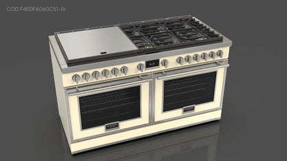Fulgor Milano F4EDF606GCS1-IV 60-inch EVOQUE hybrid range in ivory