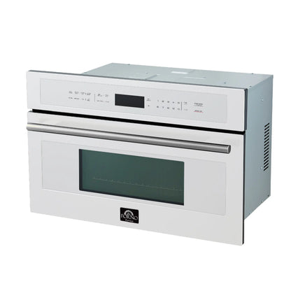 FORNO 2-Piece Kitchen Bundle - 30" White Single Wall Oven (1333-30), 30" White Microwave (3093-30) FORNO