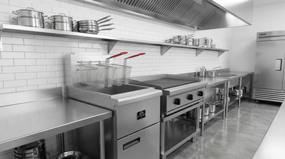 Forno Commerciale Natural Gas Deep Fryer, 4 Burners 120,000 BTU, 50 lbs Oil Capacity FORNO