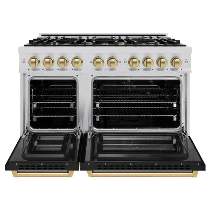 https://cdn.shopify.com/s/files/1/0596/2504/6223/files/zline--autograph--edition--select--stainless--steel--black--matte--dual--fuel--range--HDRZ-BLM-48-CB--front--open.webp?v=1770242369