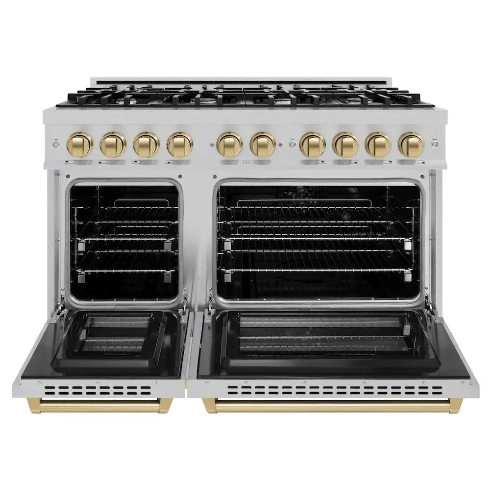 https://cdn.shopify.com/s/files/1/0596/2504/6223/files/zline--select--satin--stainless--steel--dual--fuel--range--autograph--edition--champagne--bronze--HDRSZ-48-CB--front--open.webp?v=1770243629