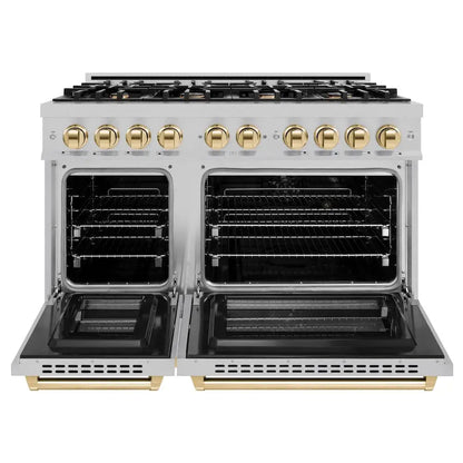 https://cdn.shopify.com/s/files/1/0596/2504/6223/files/zline--select--satin--stainless--steel--gas--range--autograph--edition--polished--gold--HDRSZ-48-G--front--open.webp?v=1770243602